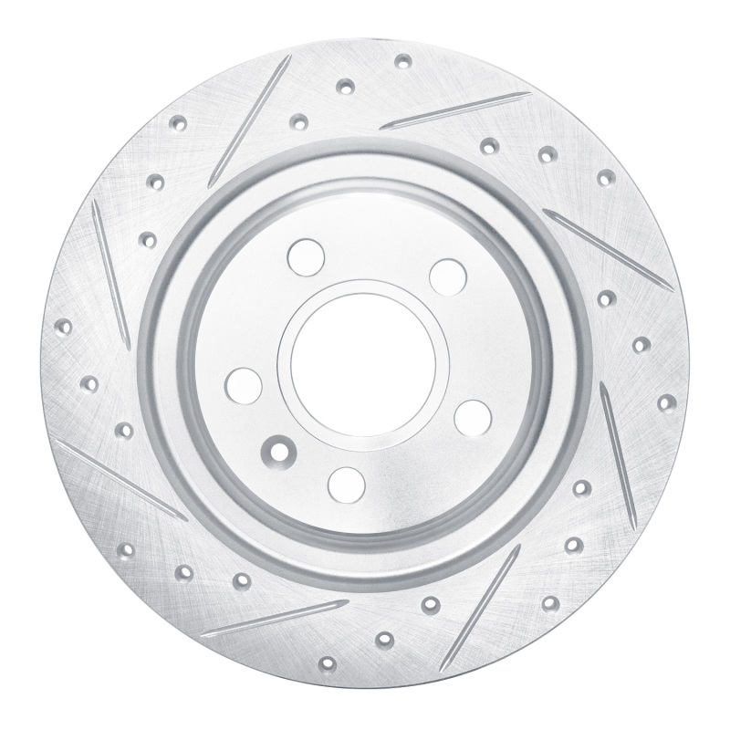 Volvo XC40 Brake Rotor (1) - Rear Left - R1 Concepts - Drilled & Slotted - Silver - `19-`25